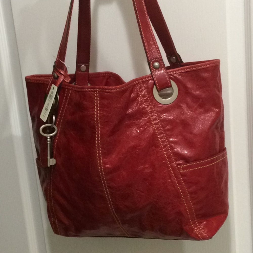 FOSSIL HATHAWAY GLZ LEATHER TOTE